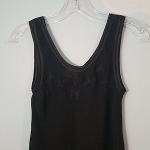 Serena sheer black chemise slip with floral embroidery size small EUC